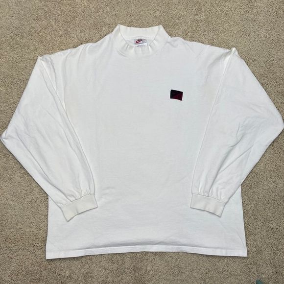 Nike Other - Vtg Nike Mock Neck Size 2XL Distressed Nike Swoosh 18 Patch White 90s Tag